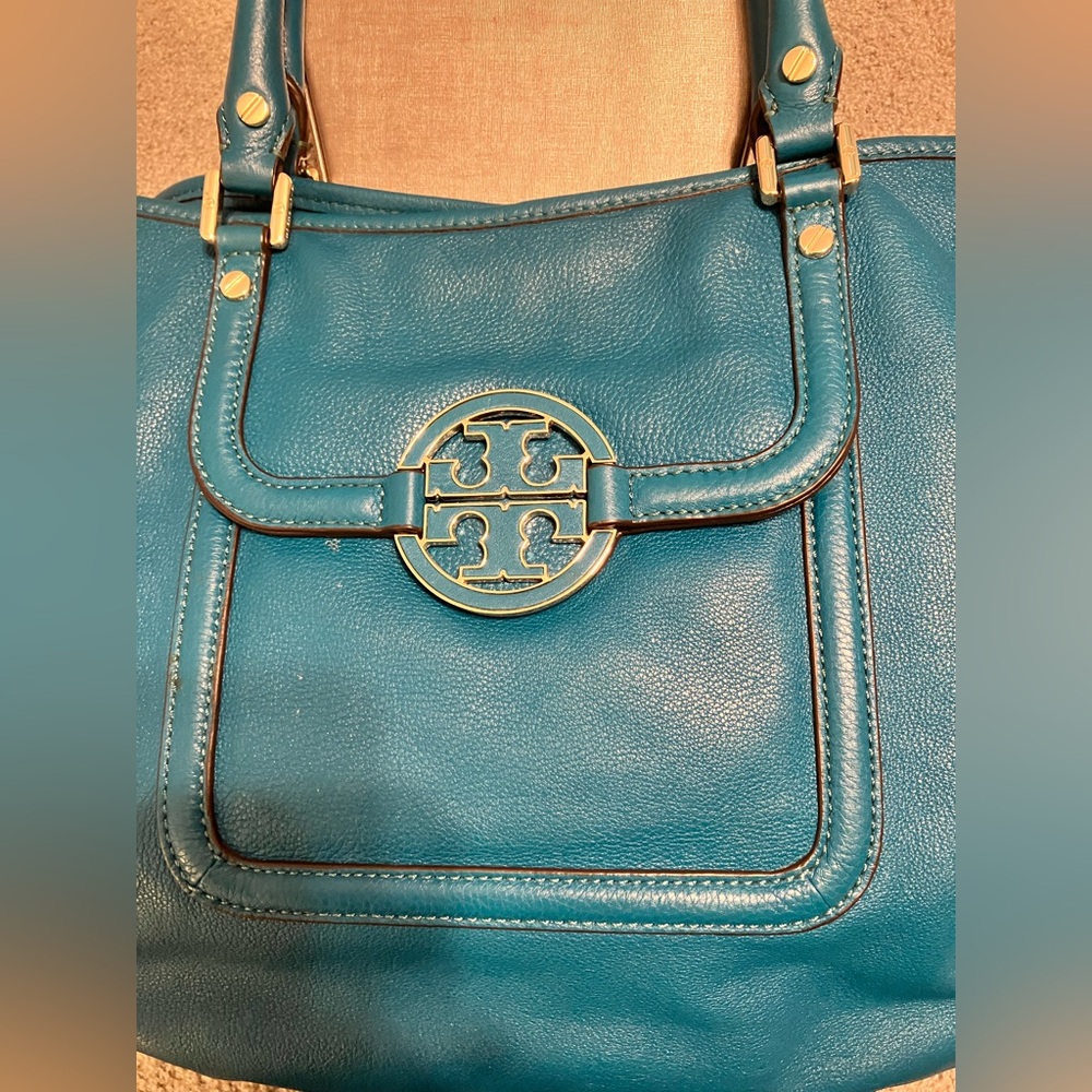 Tory Burch Amanda Hobo EUC Teal - Picture 3 of 16